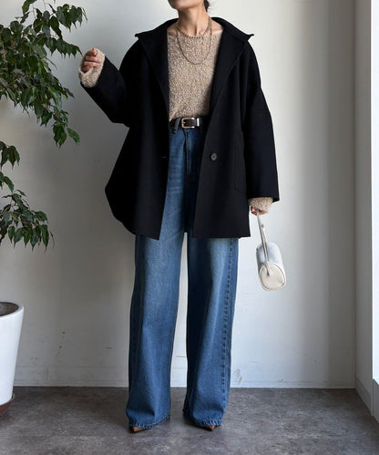 羊毛輕薄雙面立領大衣