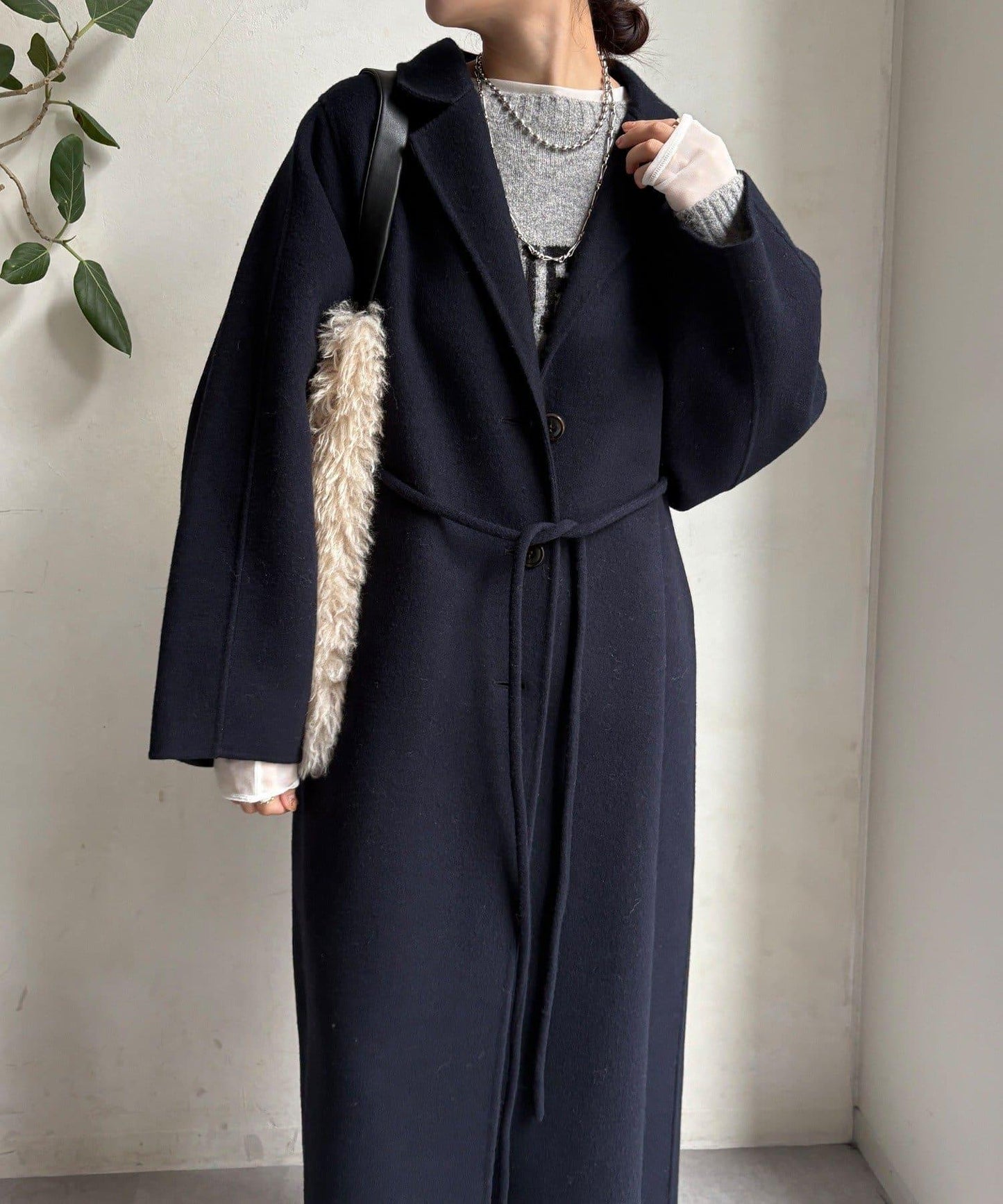 海狸絨長款大衣