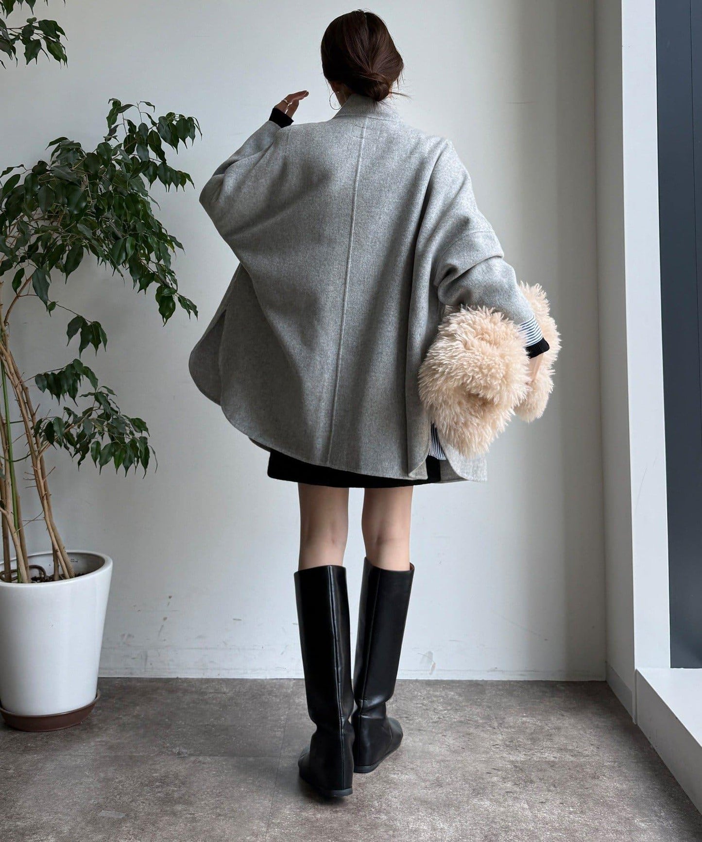 羊毛輕薄雙面立領大衣