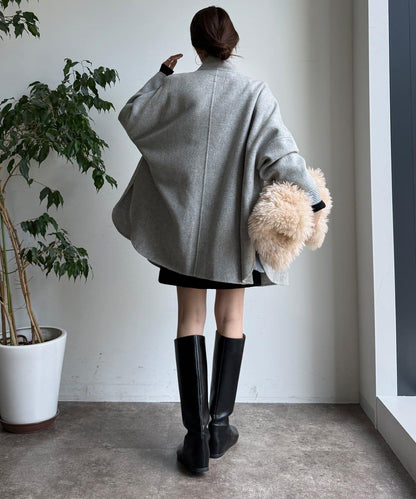 羊毛輕薄雙面立領大衣