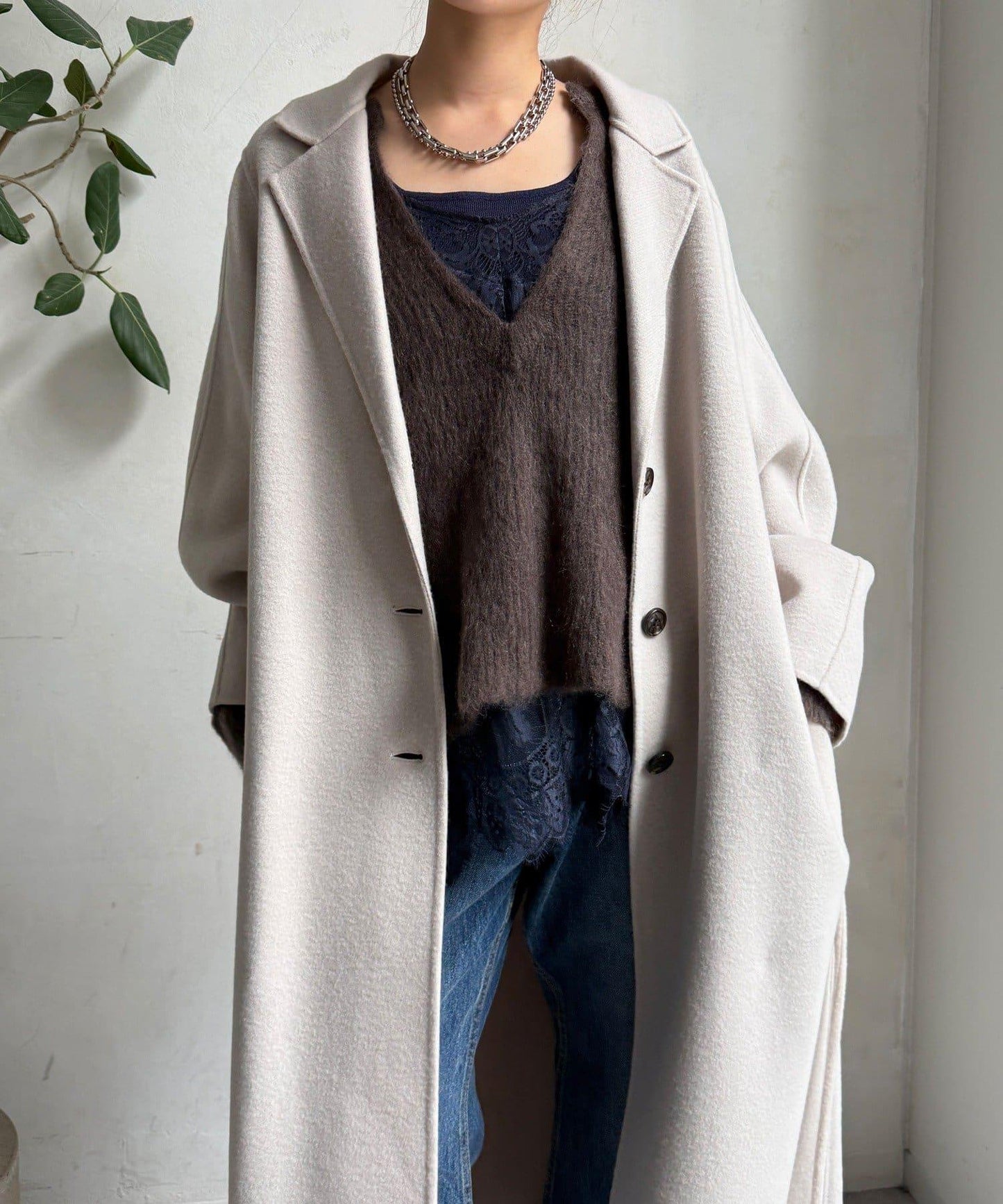 海狸絨長款大衣