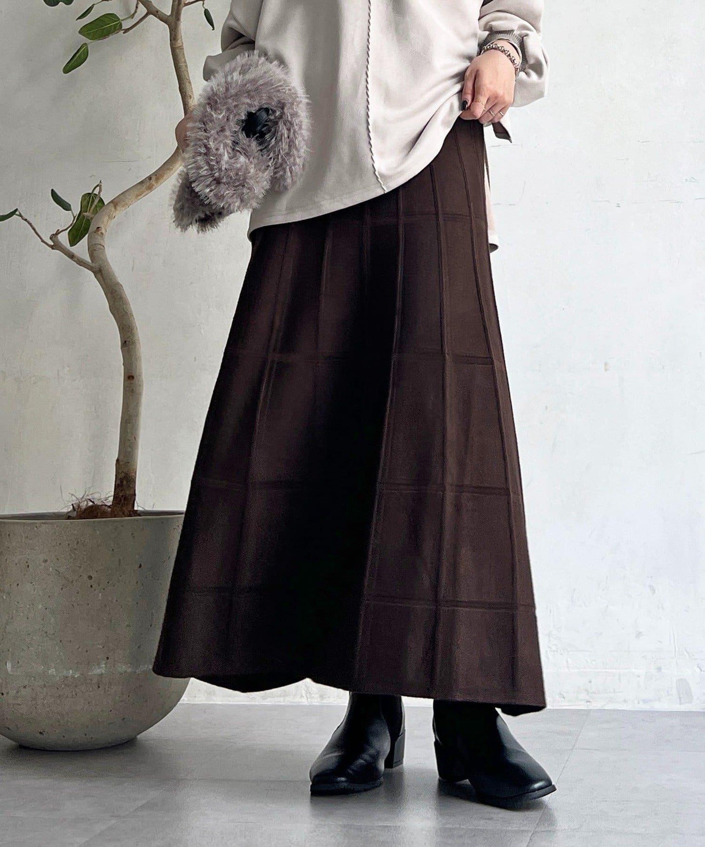 純色針織半身裙