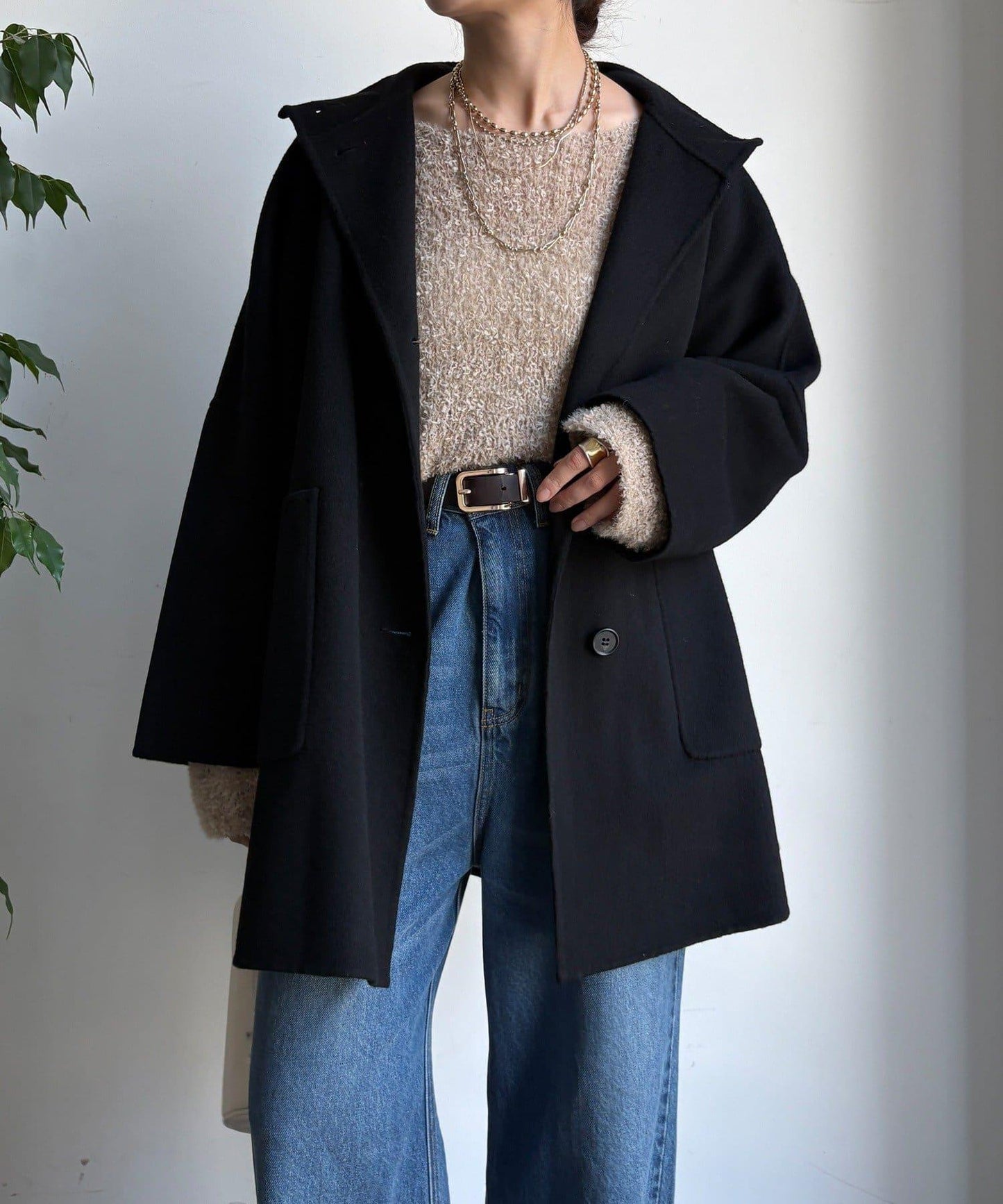 羊毛輕薄雙面立領大衣