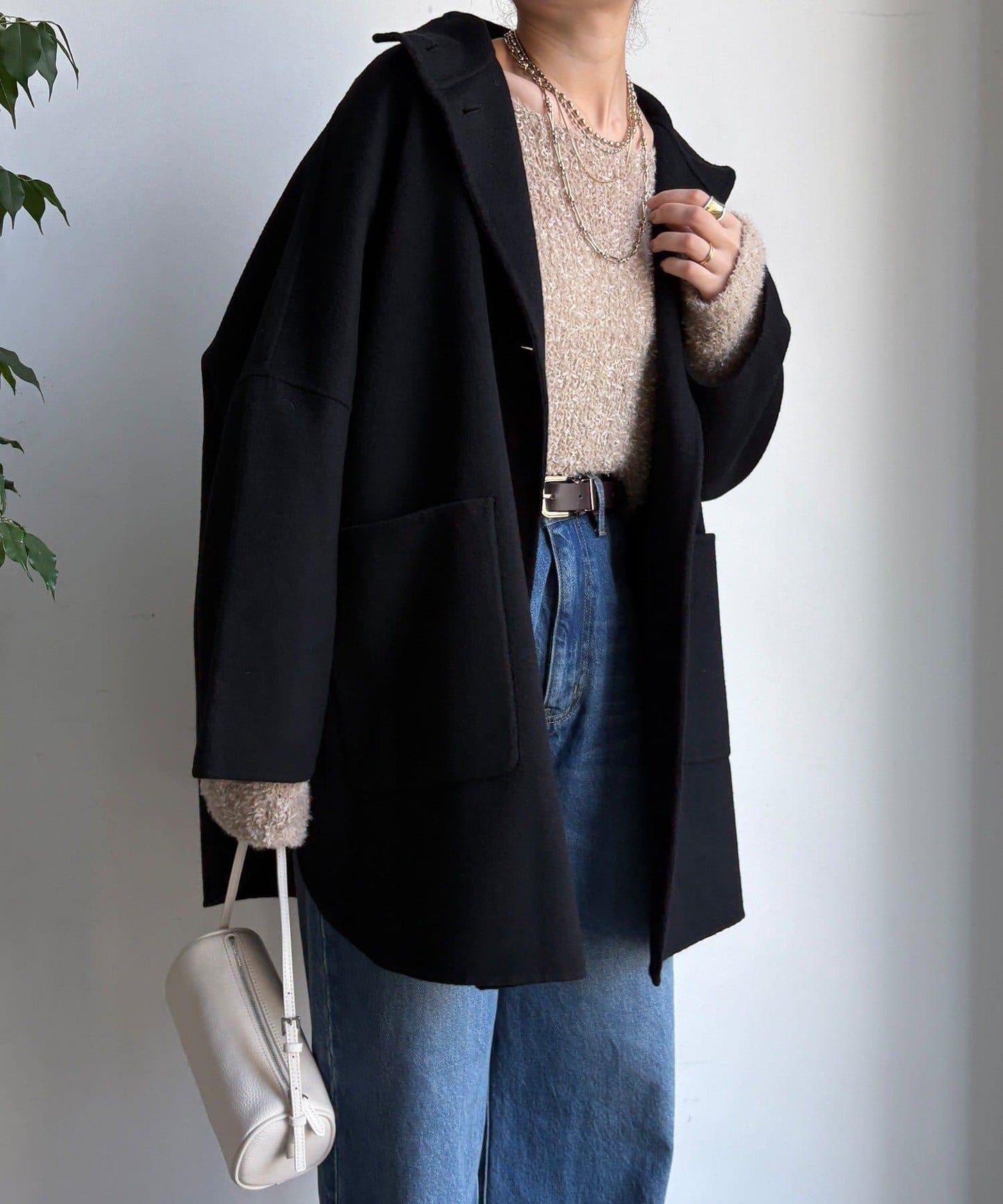 羊毛輕薄雙面立領大衣