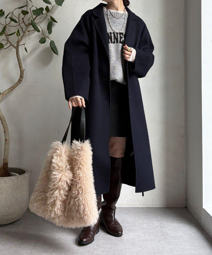 海狸絨長款大衣