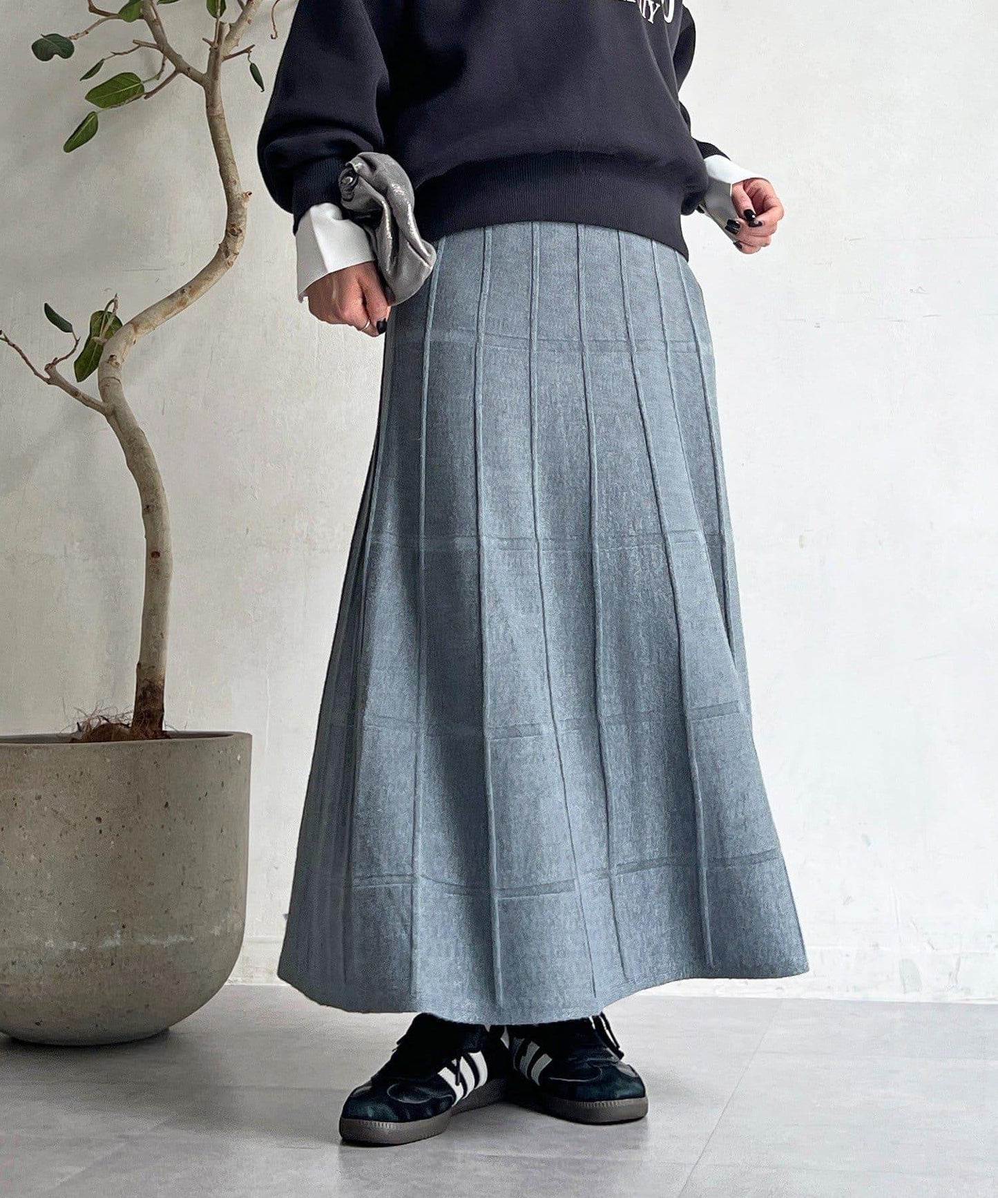 純色針織半身裙