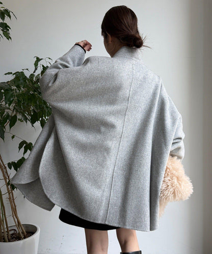羊毛輕薄雙面立領大衣