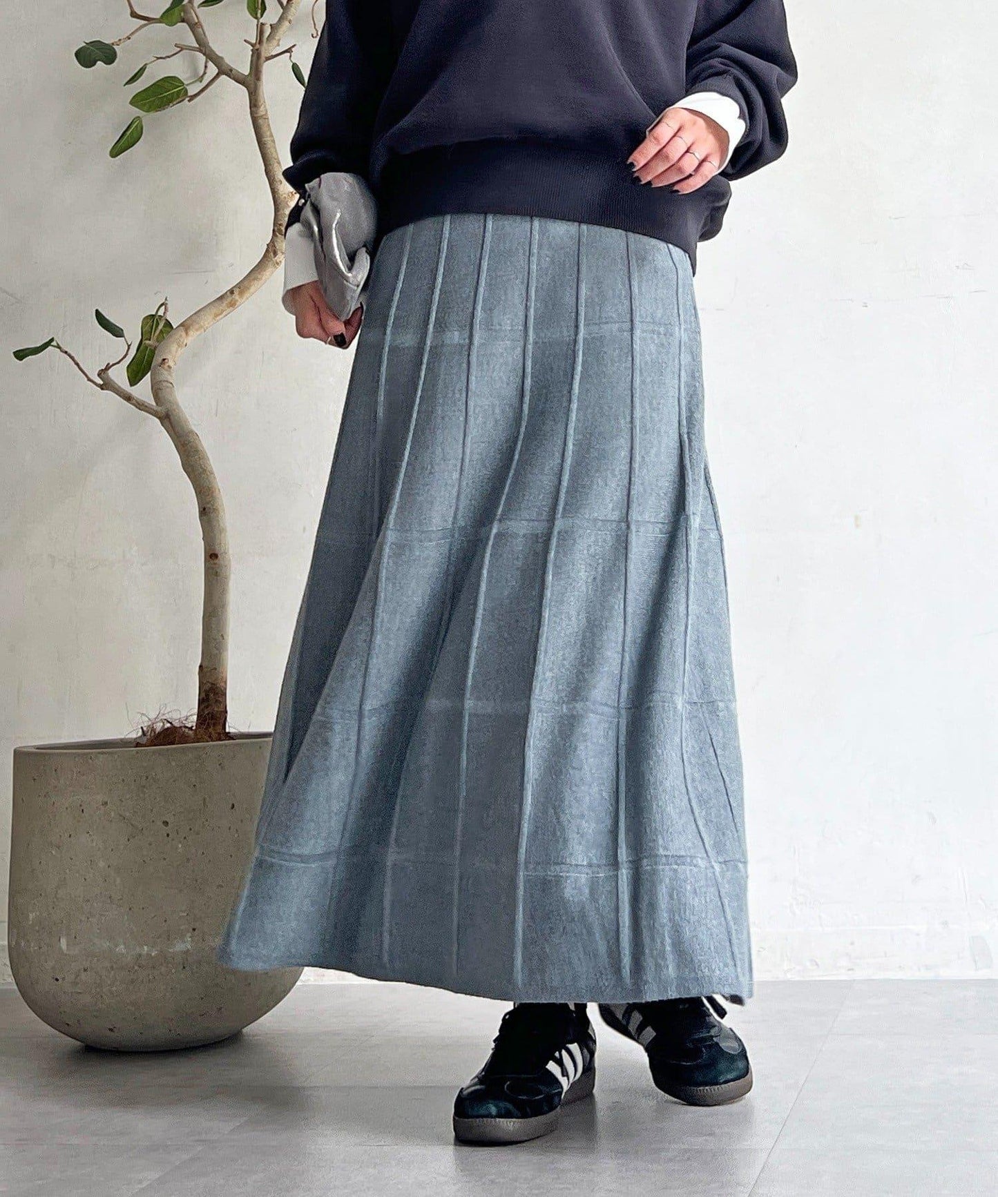 純色針織半身裙