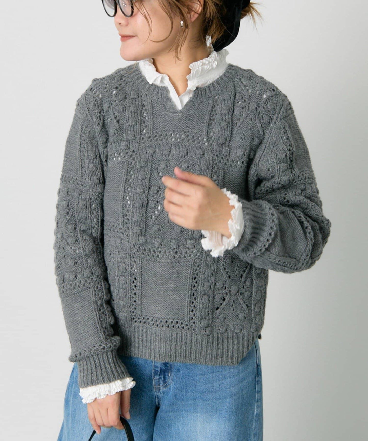 爆米花編織兩用針織衫