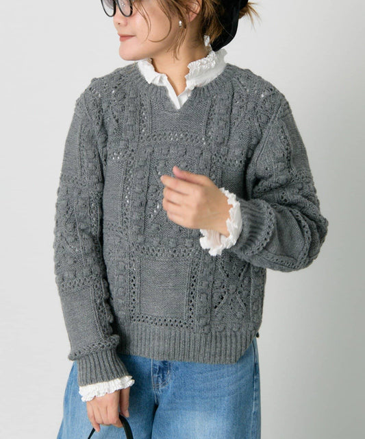 爆米花編織兩用針織衫