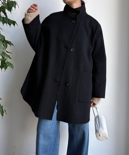 羊毛輕薄雙面立領大衣