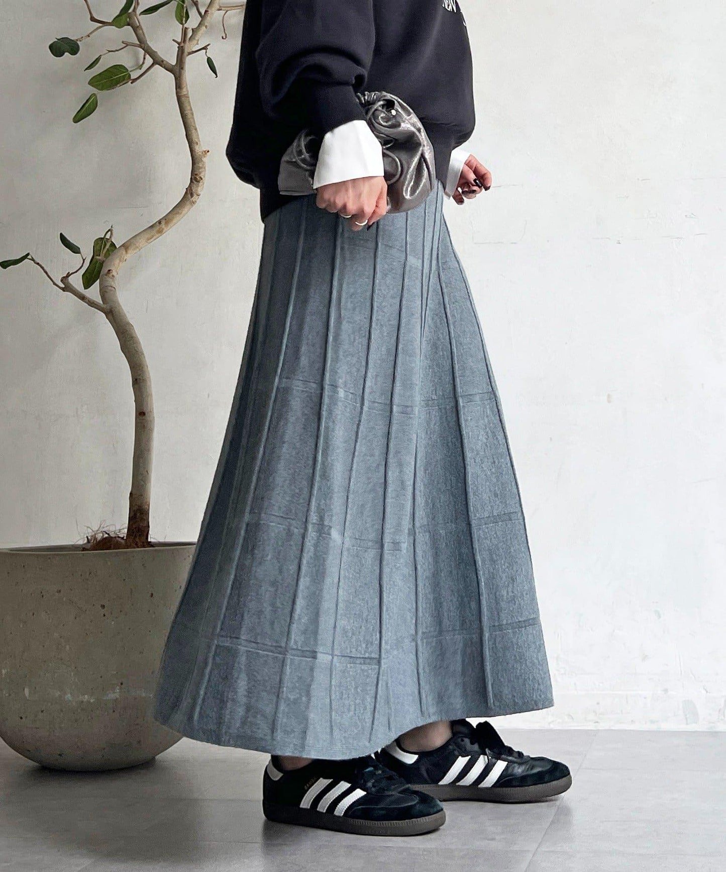 純色針織半身裙