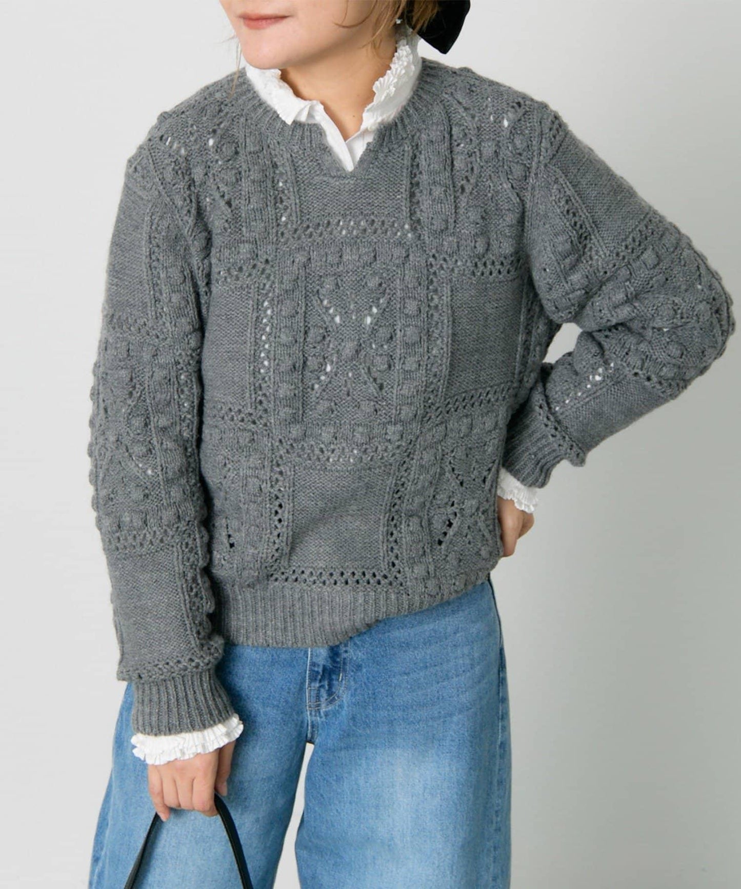 爆米花編織兩用針織衫