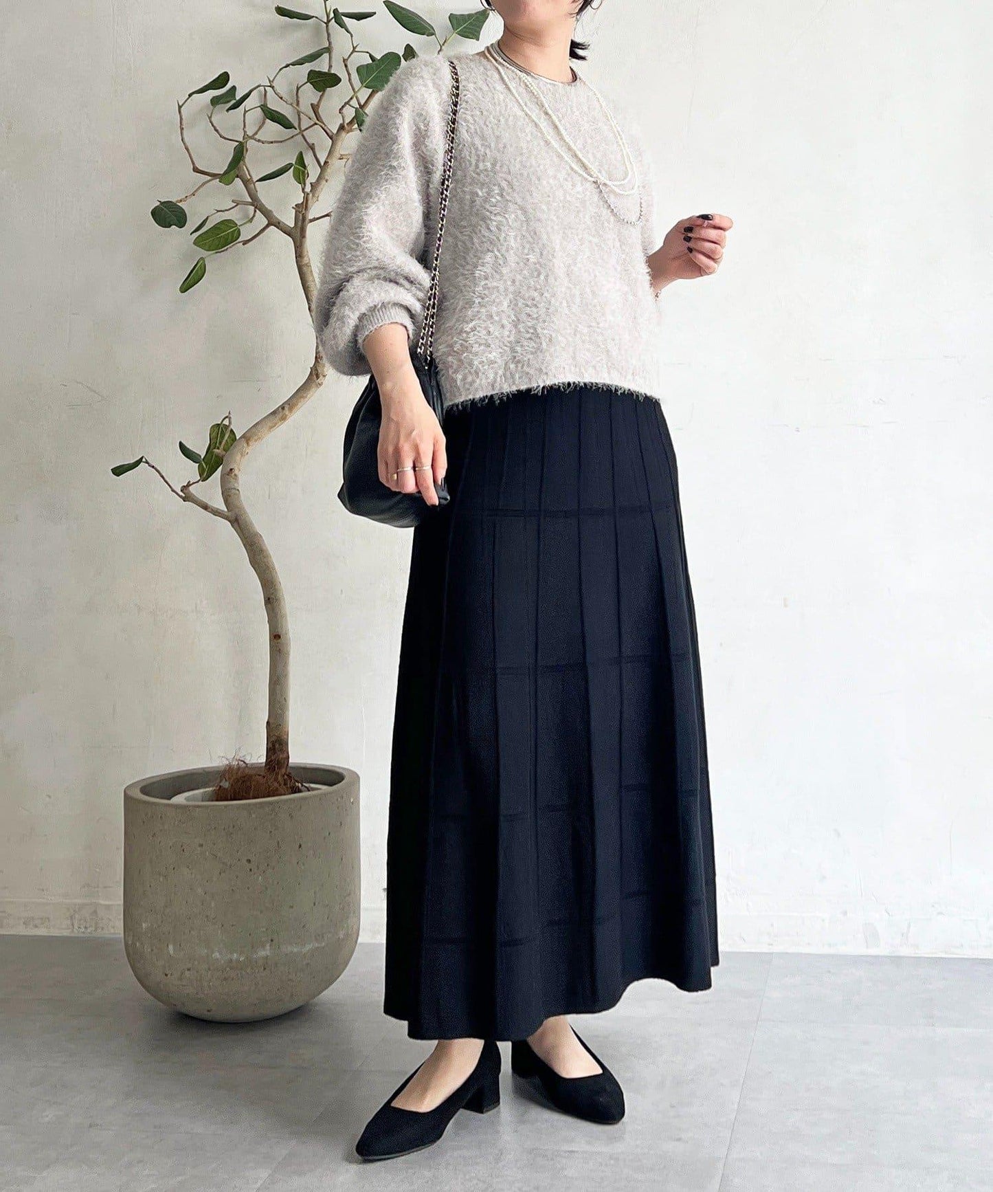 純色針織半身裙