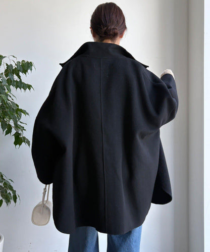 羊毛輕薄雙面立領大衣