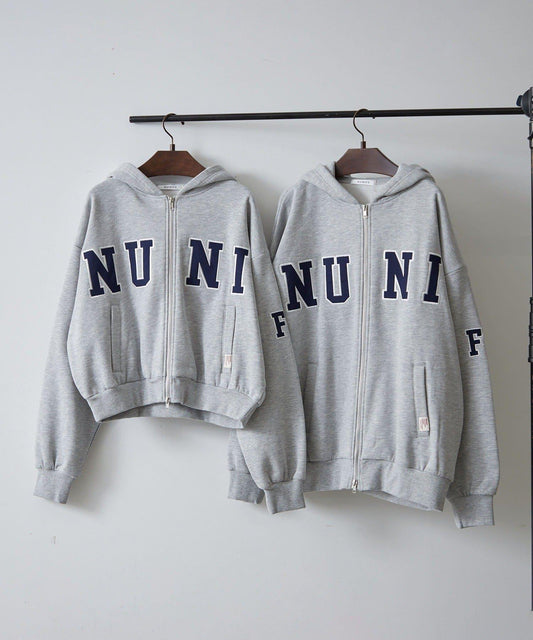 【NUNIFE】【可選兩種長度!】加絨印花連帽衛衣