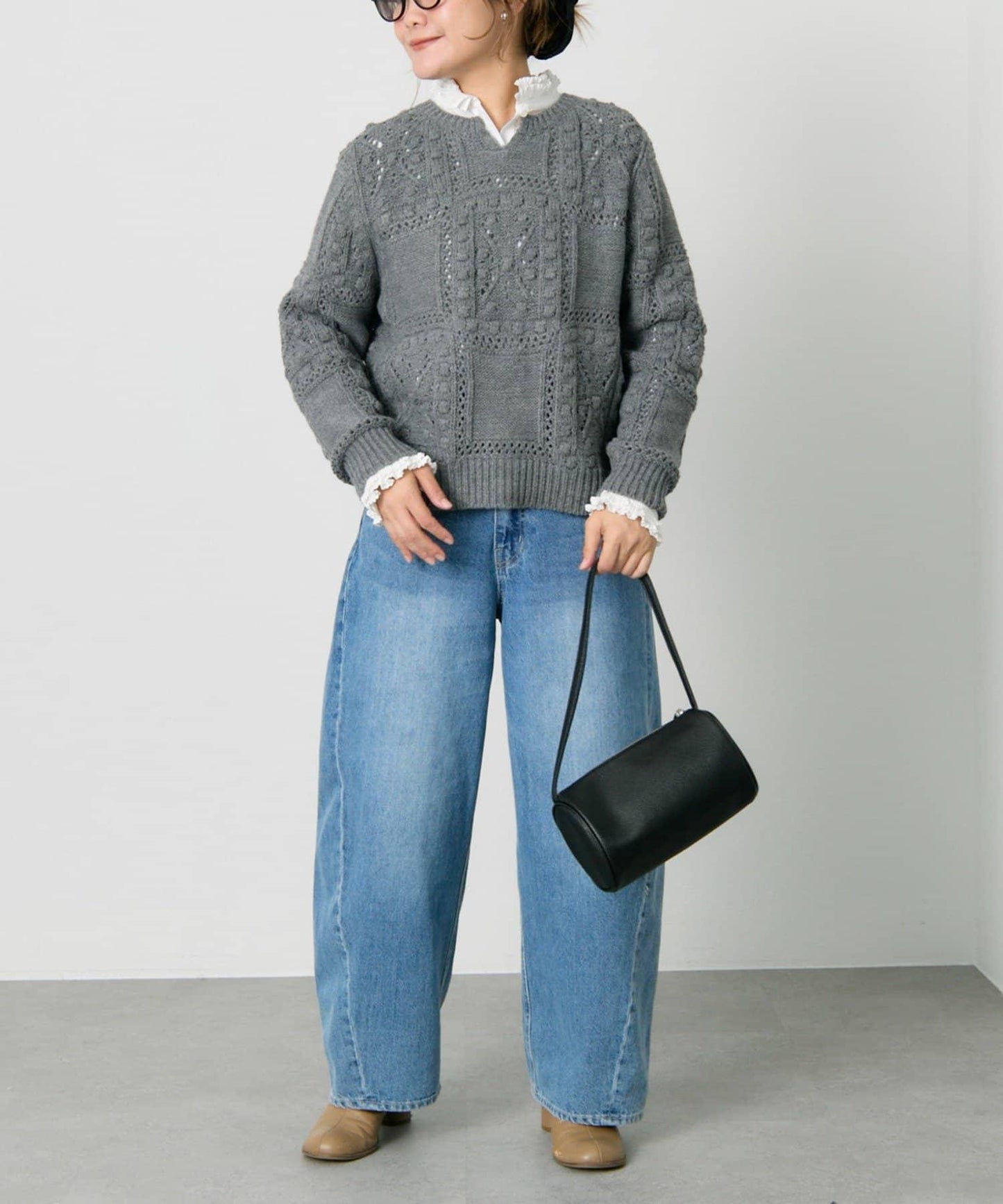 爆米花編織兩用針織衫