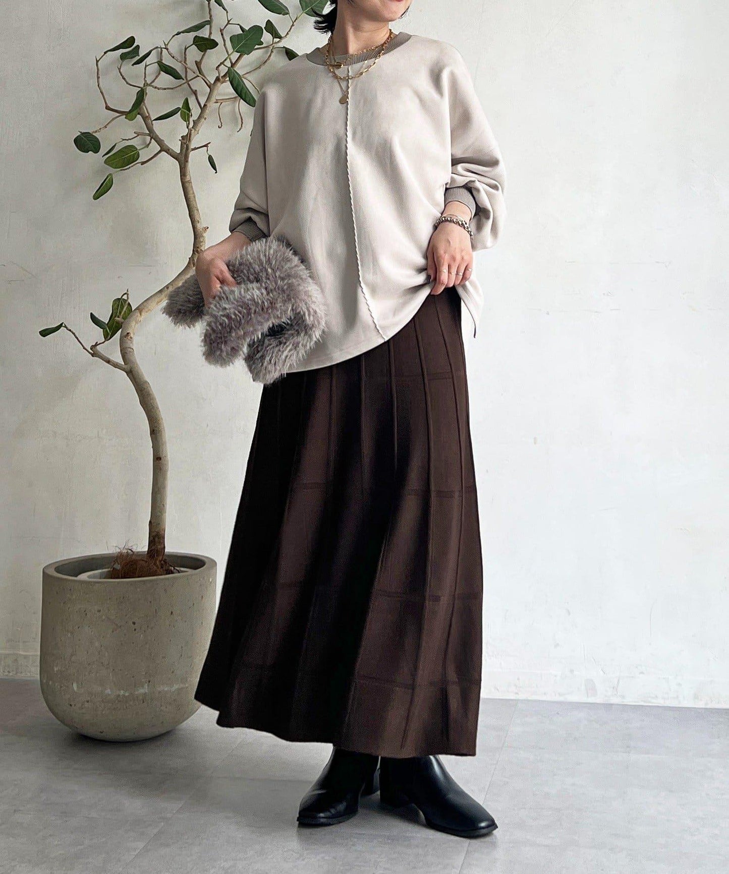 純色針織半身裙