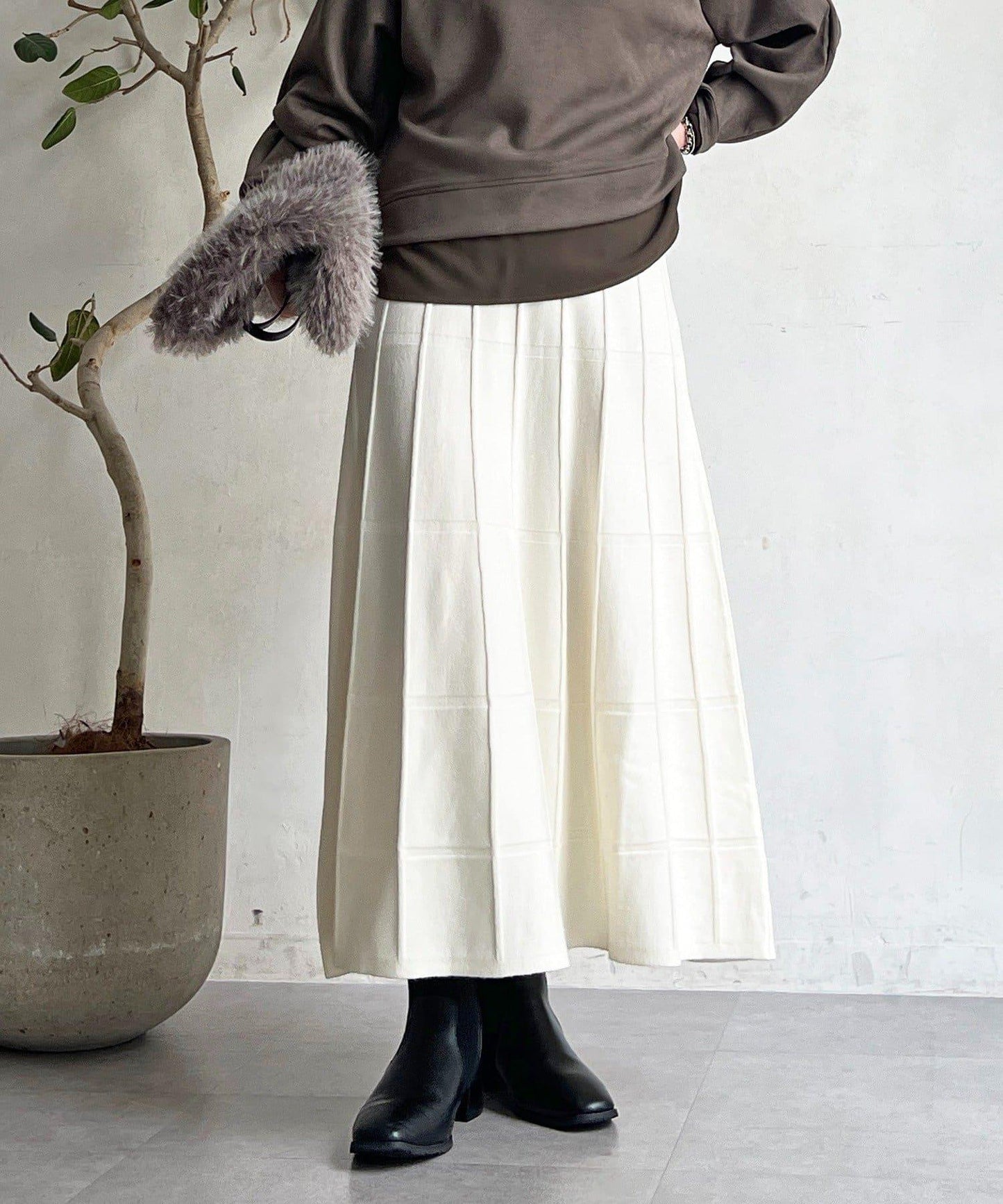 純色針織半身裙