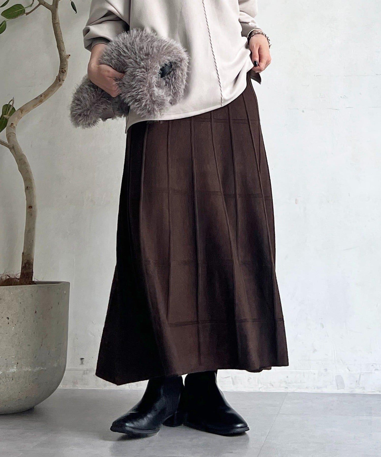 純色針織半身裙