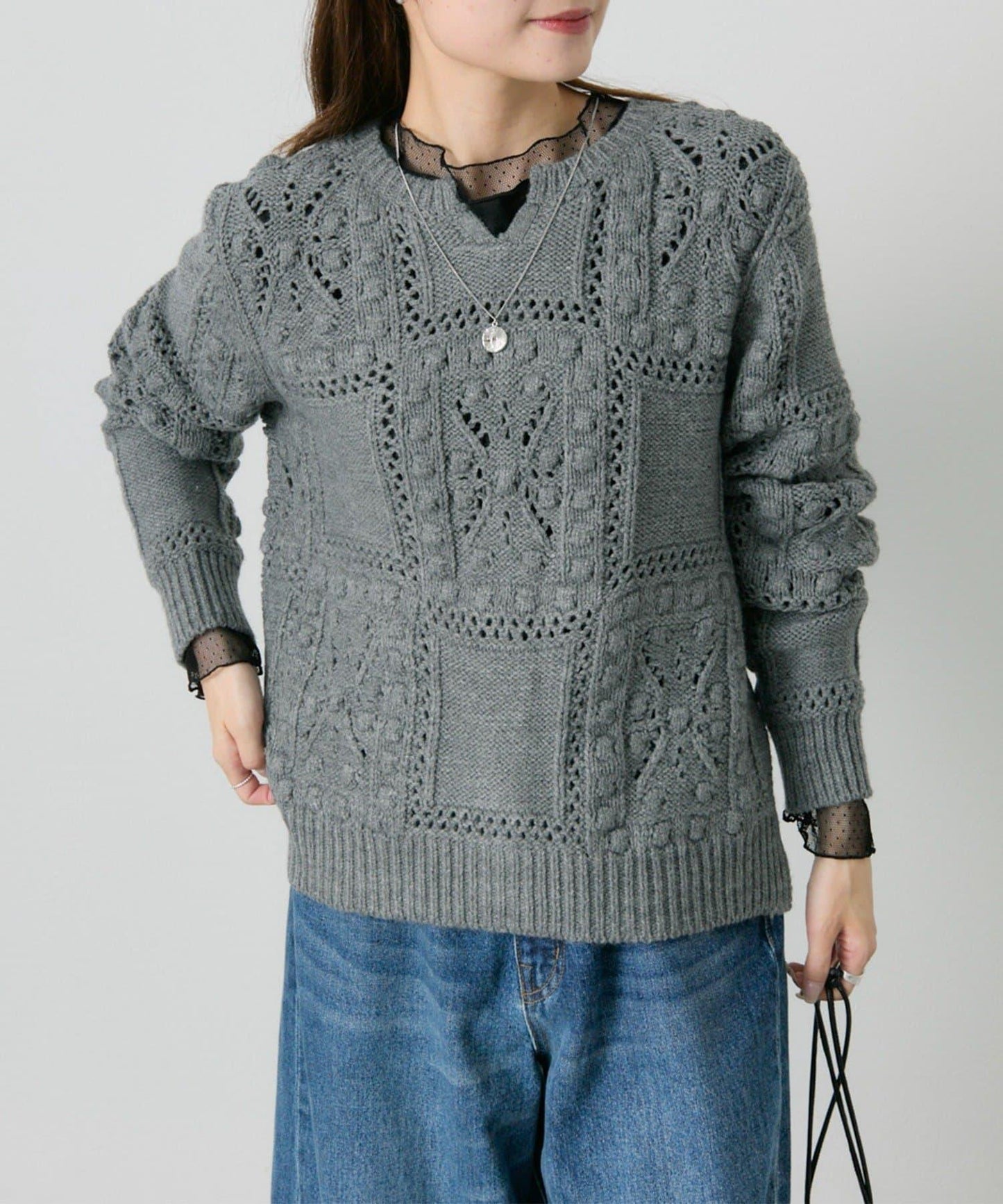 爆米花編織兩用針織衫