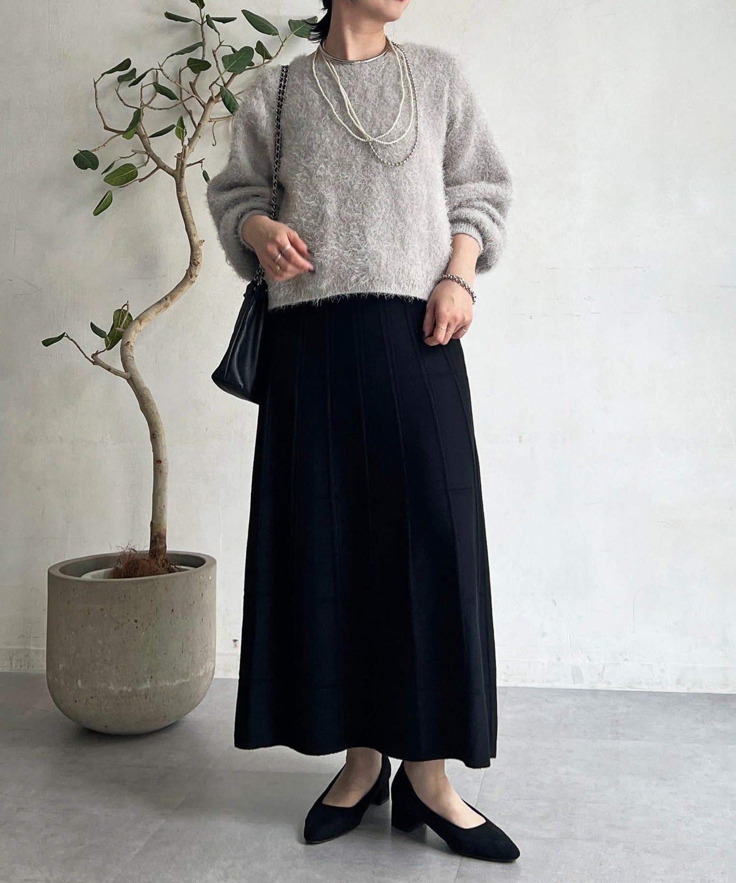 純色針織半身裙