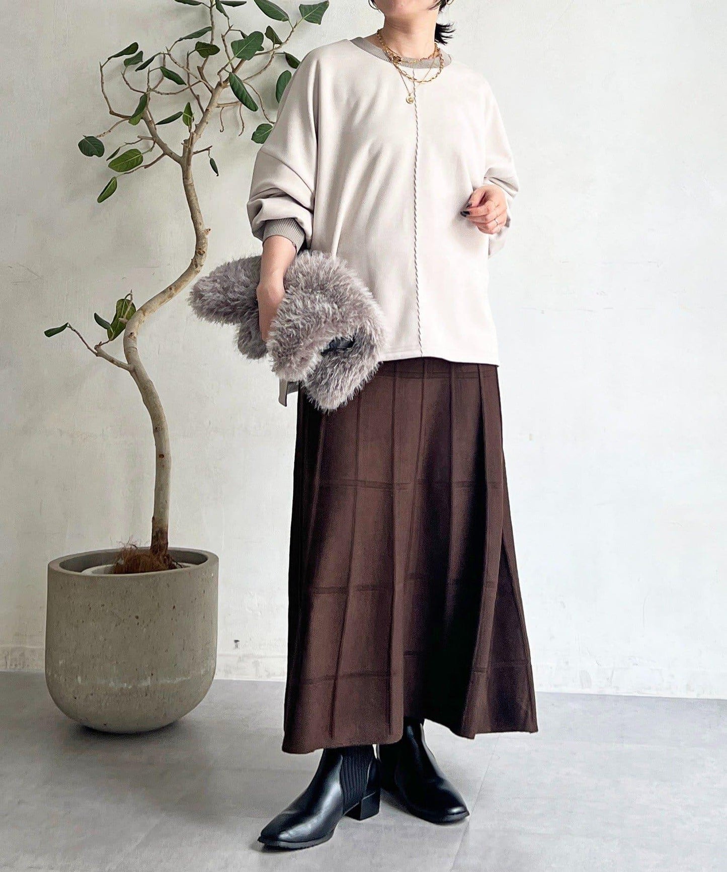 純色針織半身裙