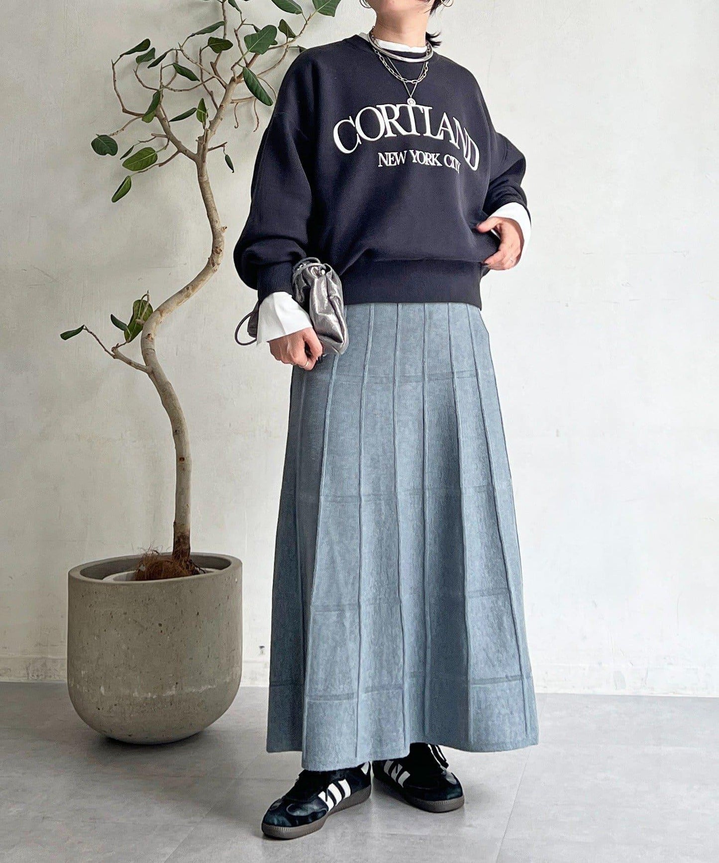 純色針織半身裙