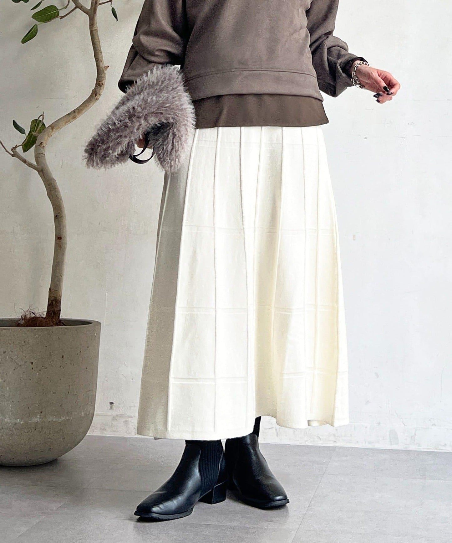 純色針織半身裙