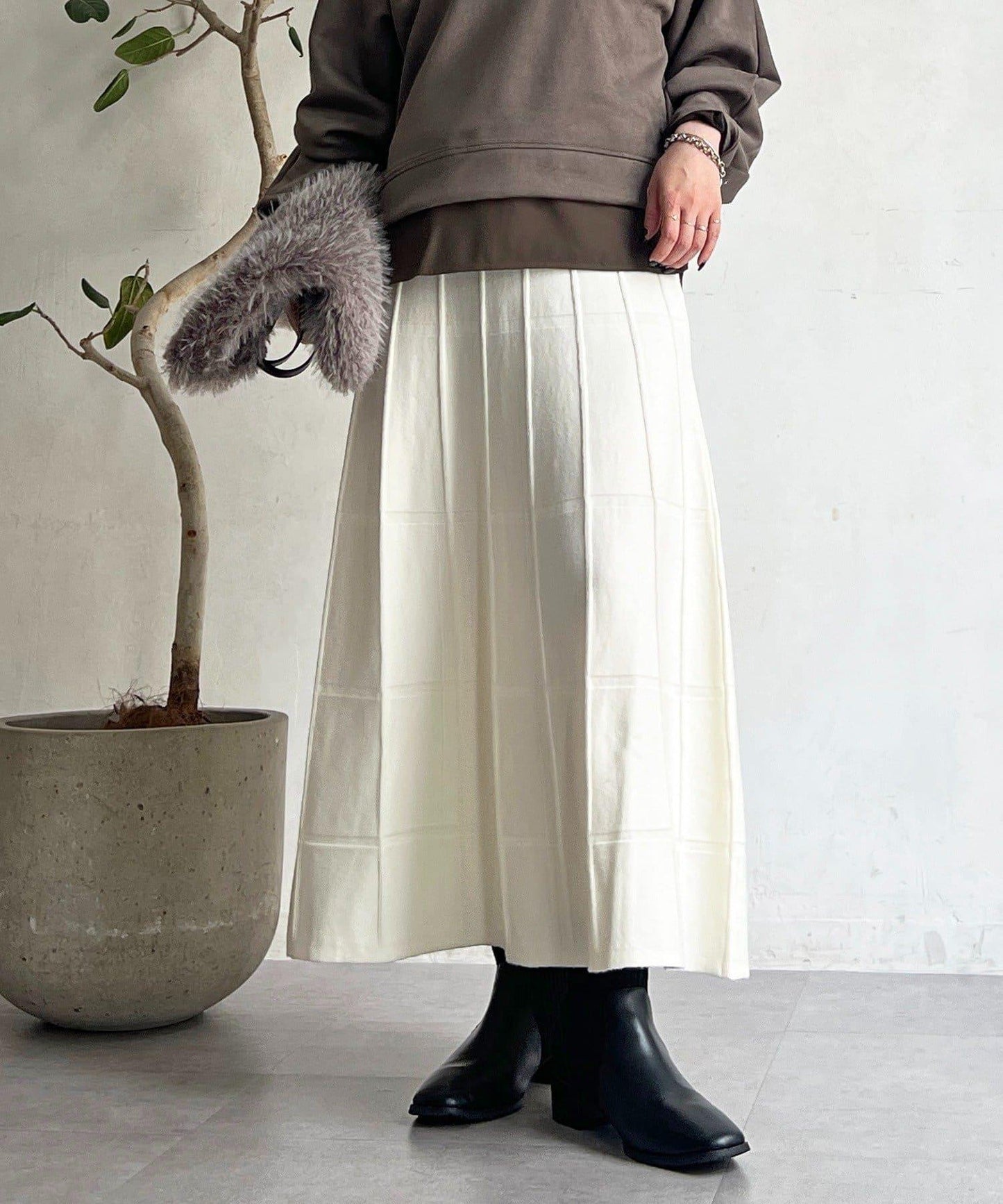 純色針織半身裙