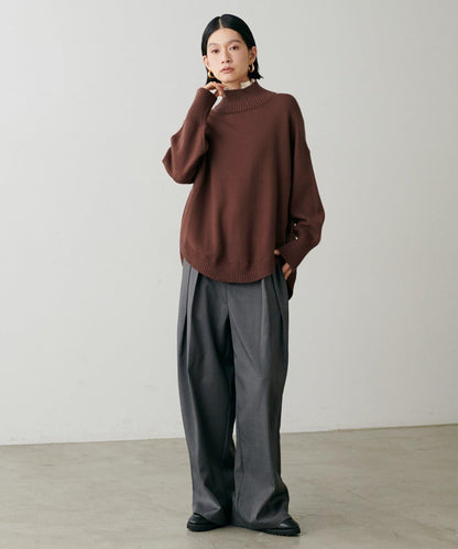 圓弧下襬雙層領針織衫