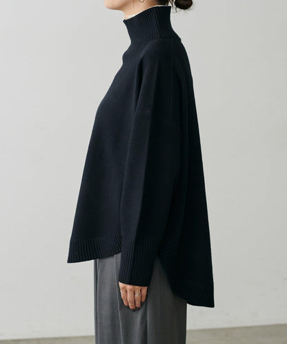 圓弧下襬雙層領針織衫