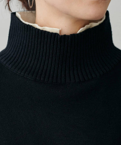 圓弧下襬雙層領針織衫