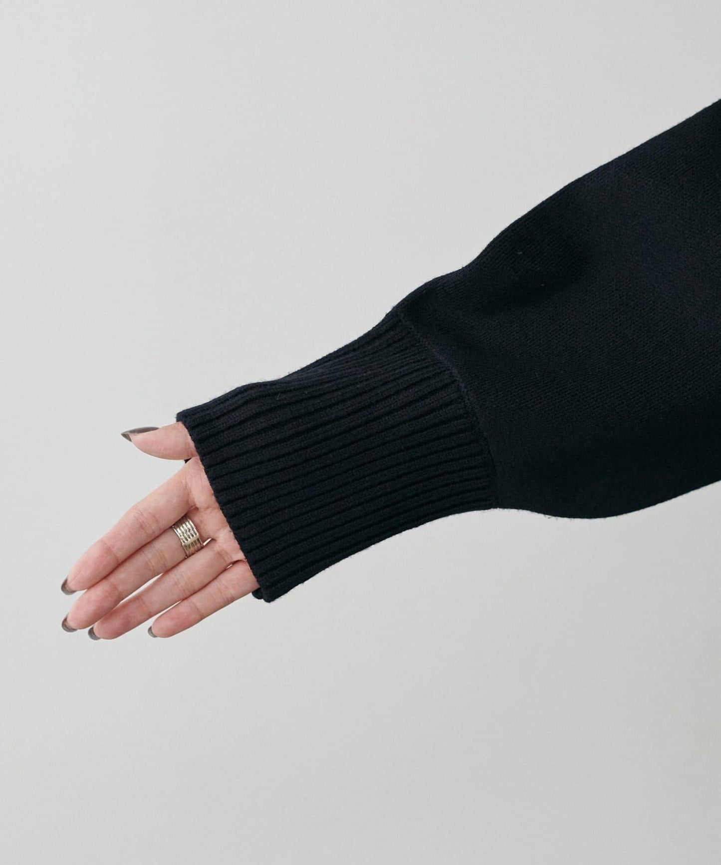 圓弧下襬雙層領針織衫