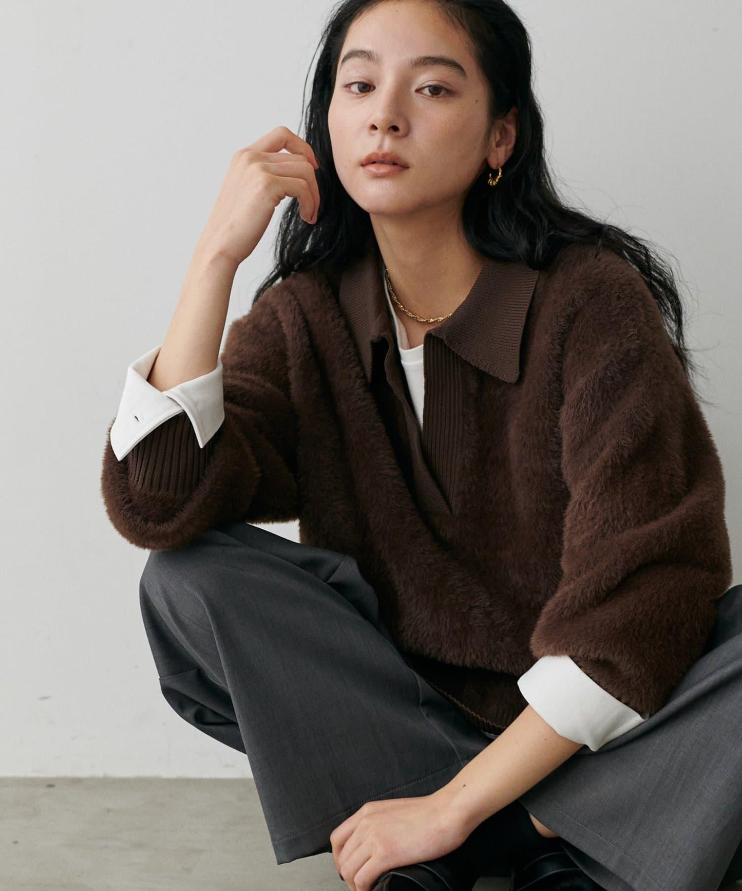 帶袖口針織套頭衫