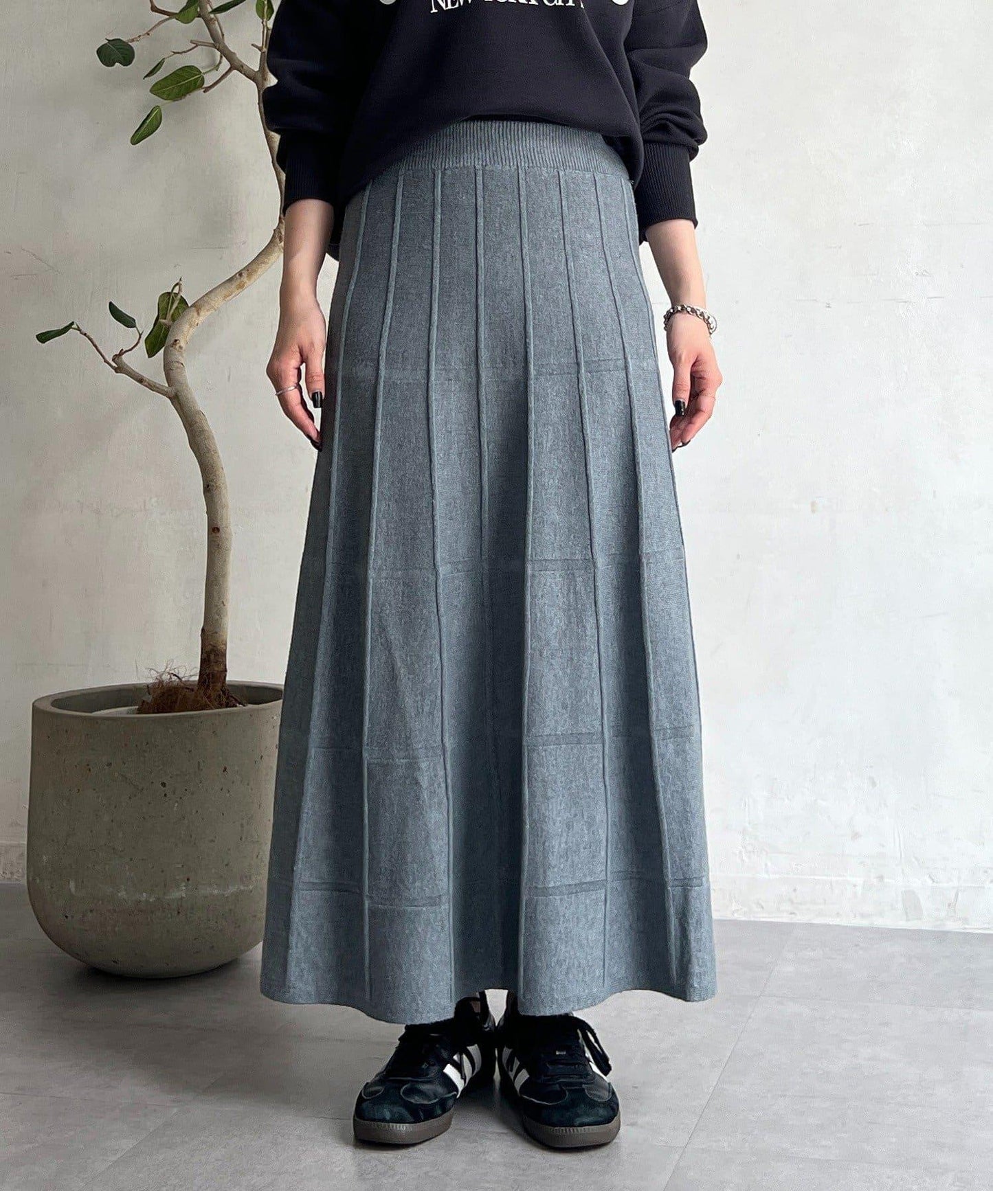 純色針織半身裙