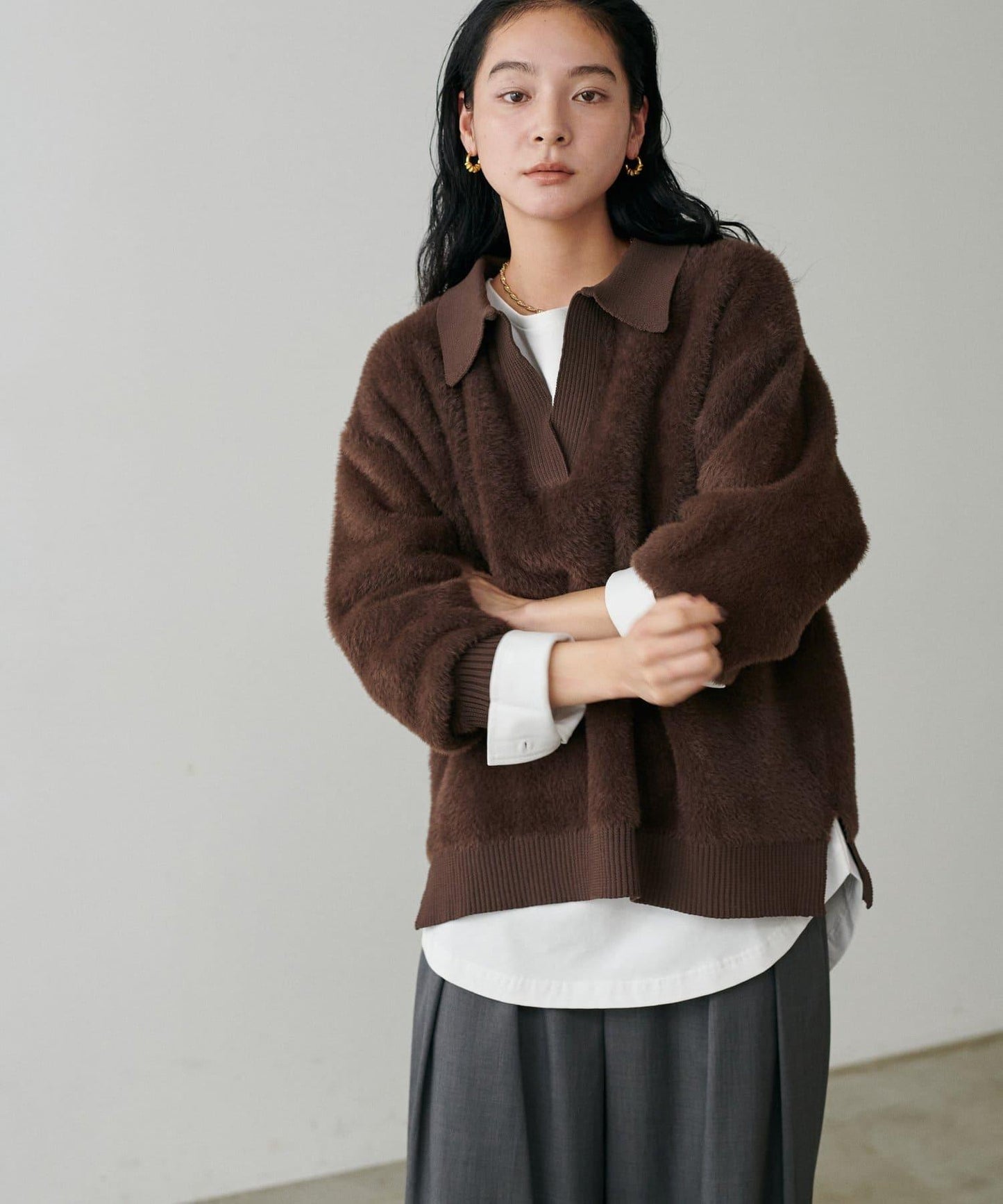 帶袖口針織套頭衫