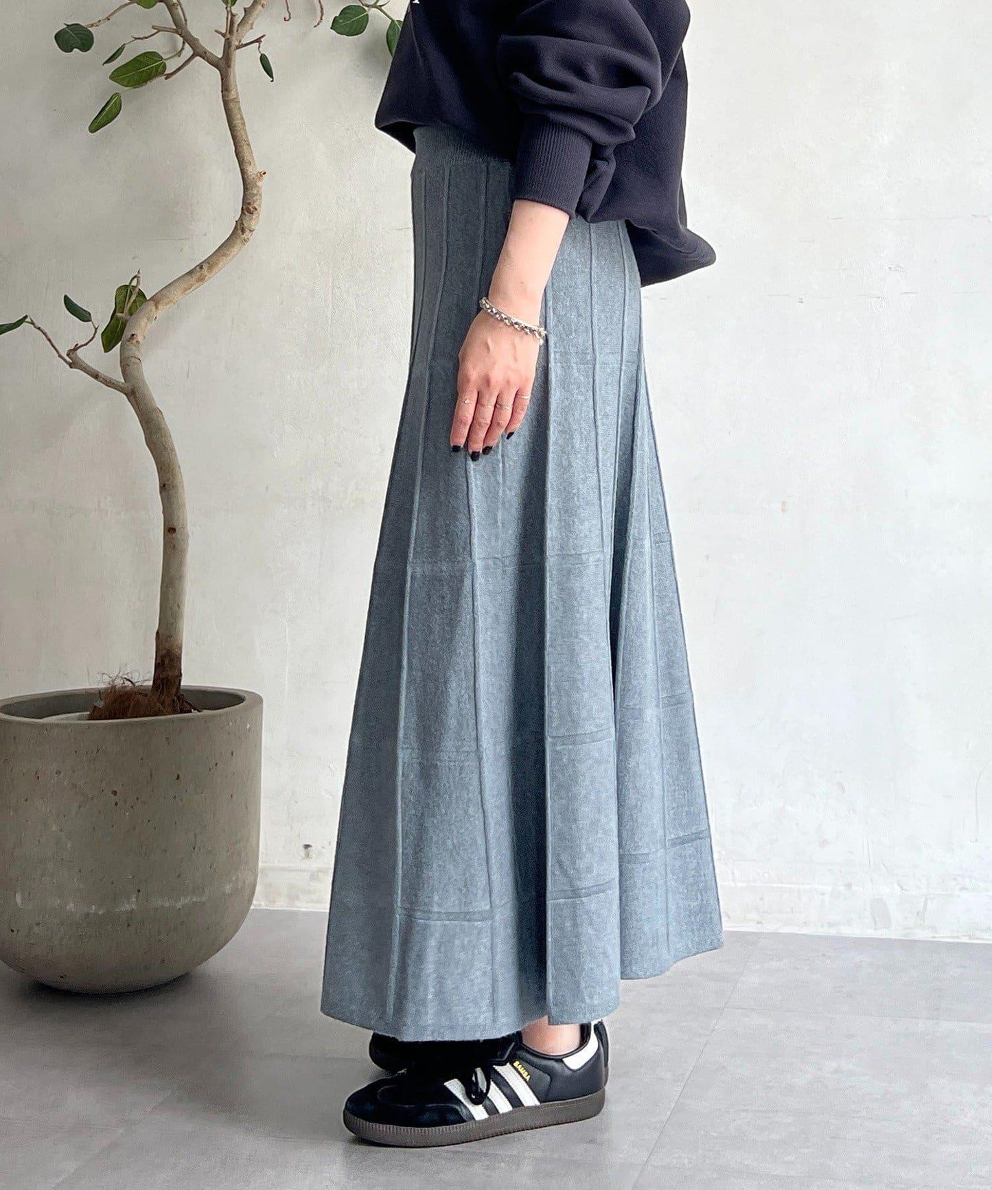 純色針織半身裙