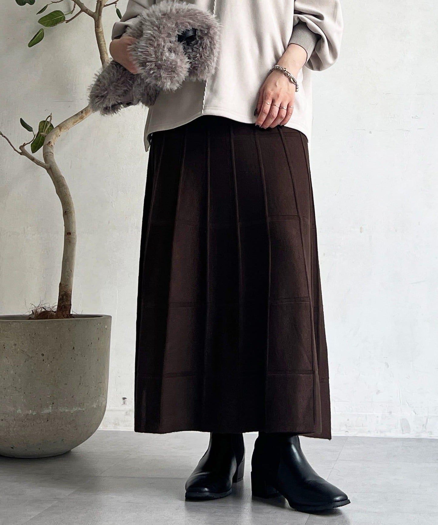 純色針織半身裙