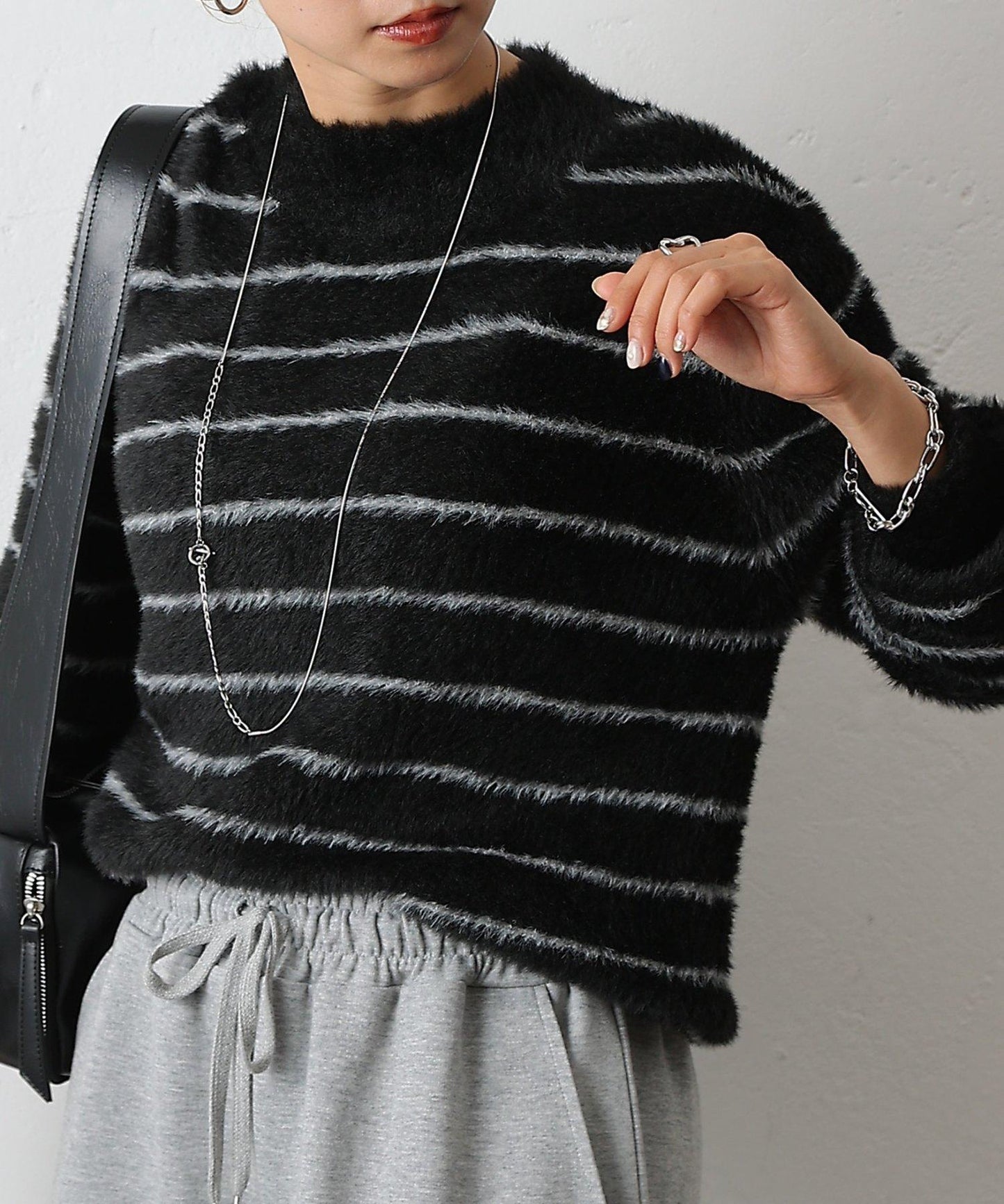 毛圈條紋針織套頭衫