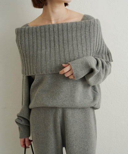 一字肩針織衫
