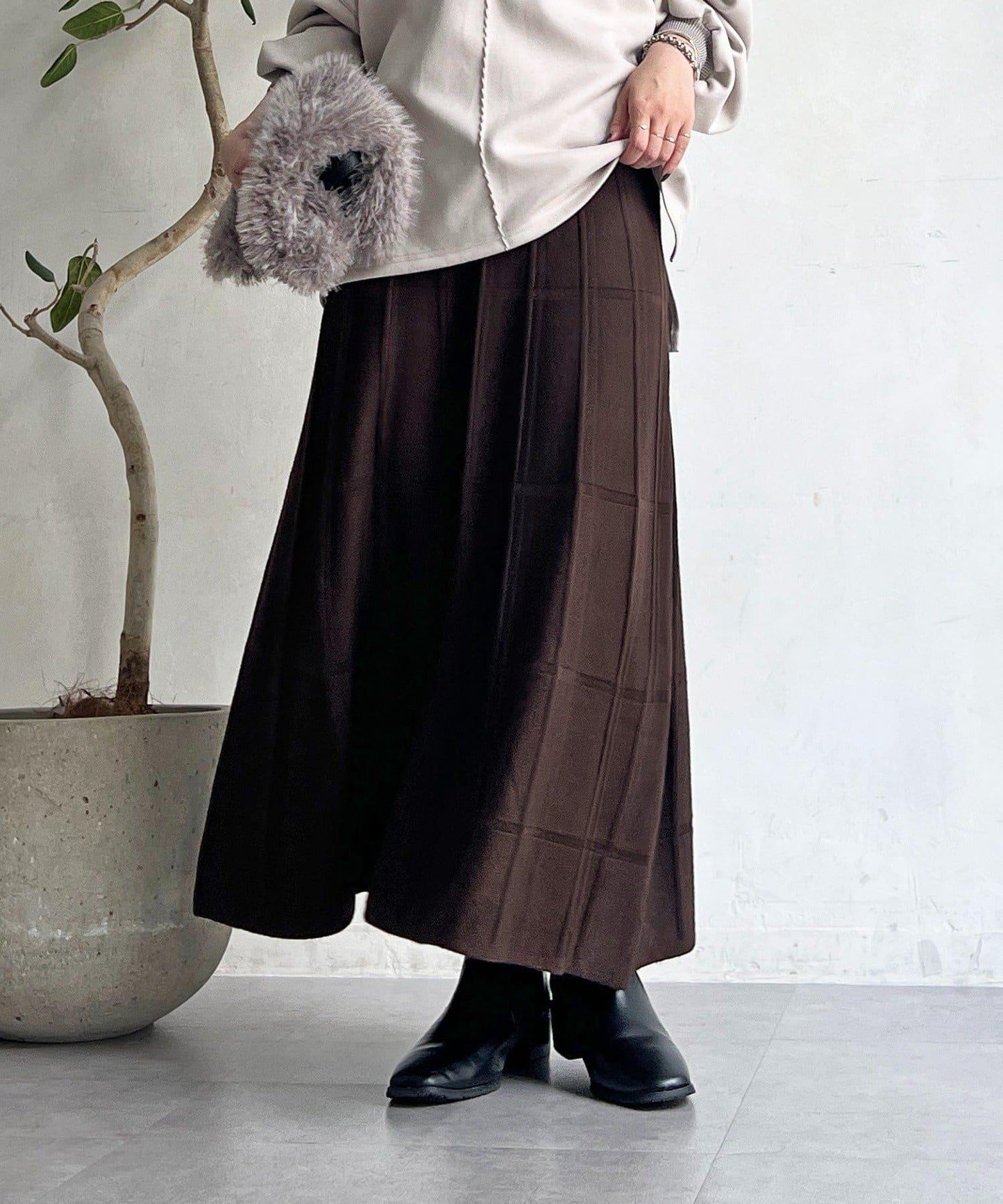 純色針織半身裙