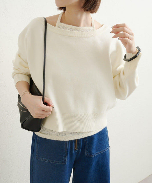 【yuina企畫】蕾絲束身上衣×針織套裝
