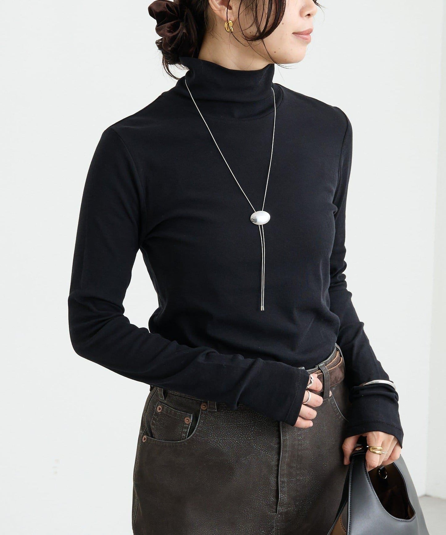 【適合疊穿】紗布羅紋高領打底衫