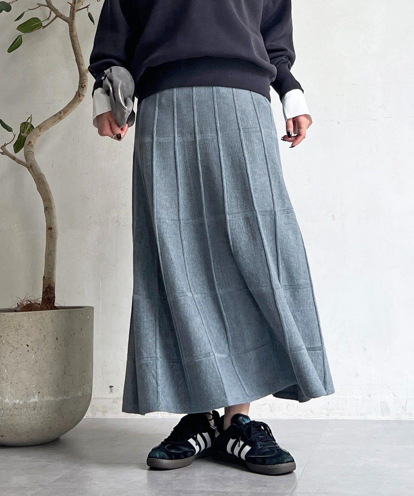 純色針織半身裙