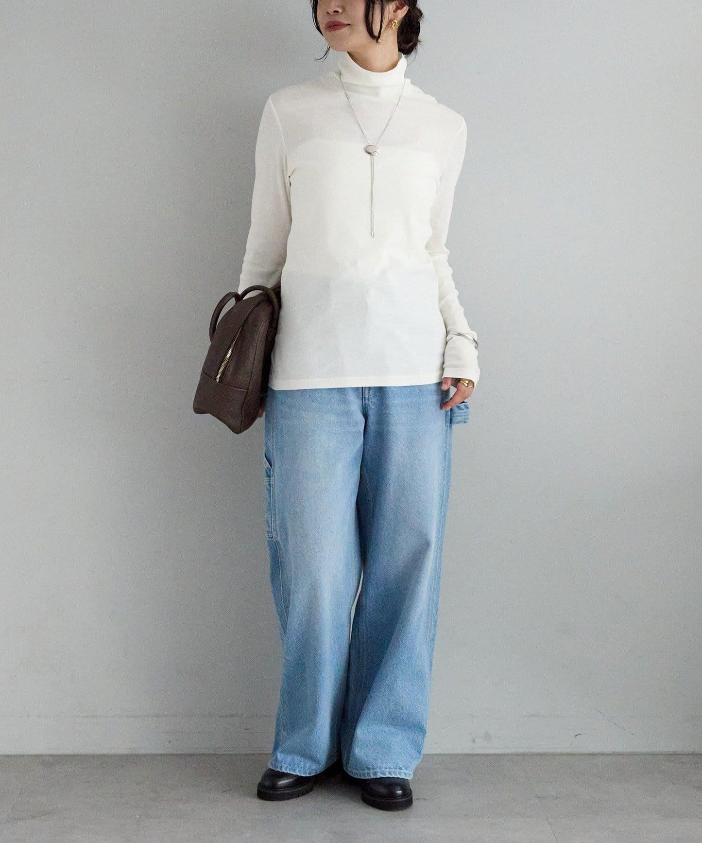 【適合疊穿】紗布羅紋高領打底衫