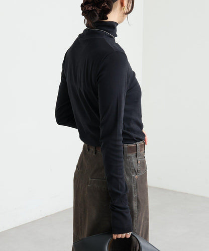 【適合疊穿】紗布羅紋高領打底衫