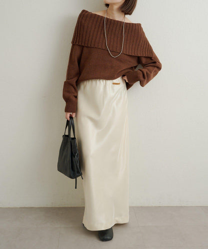 一字肩針織衫