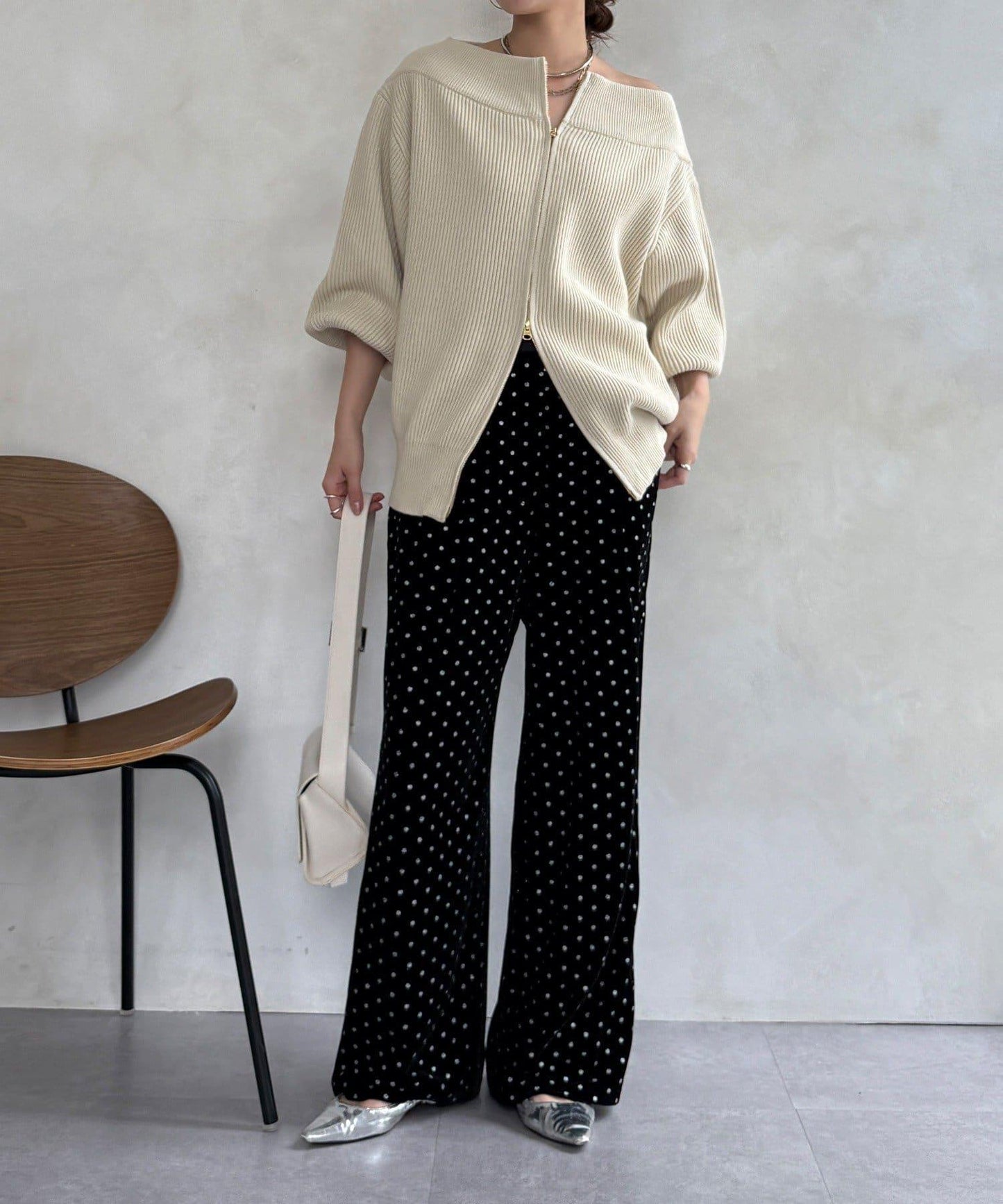 亮片波點天鵝絨長褲