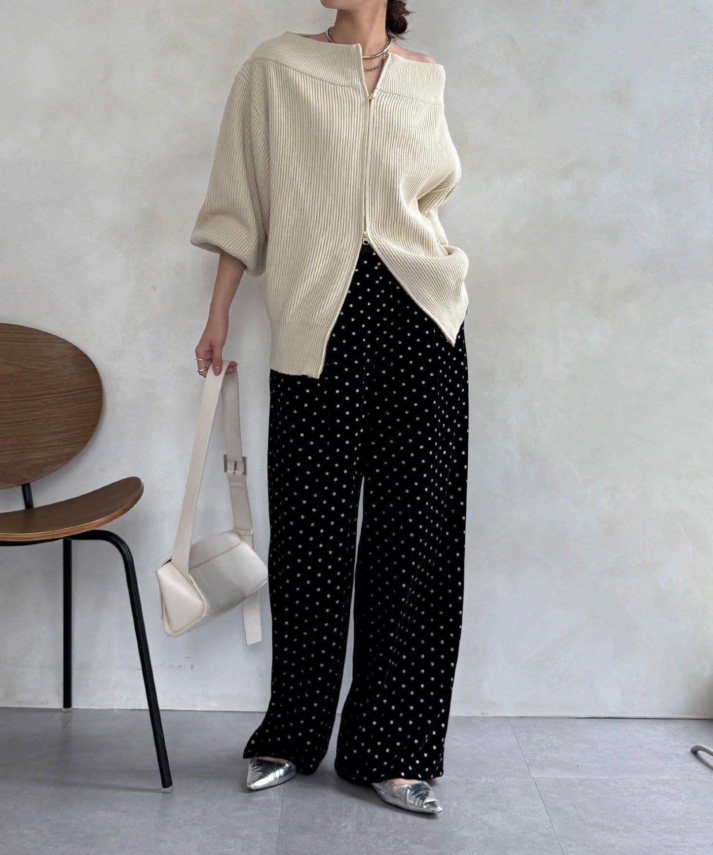 亮片波點天鵝絨長褲